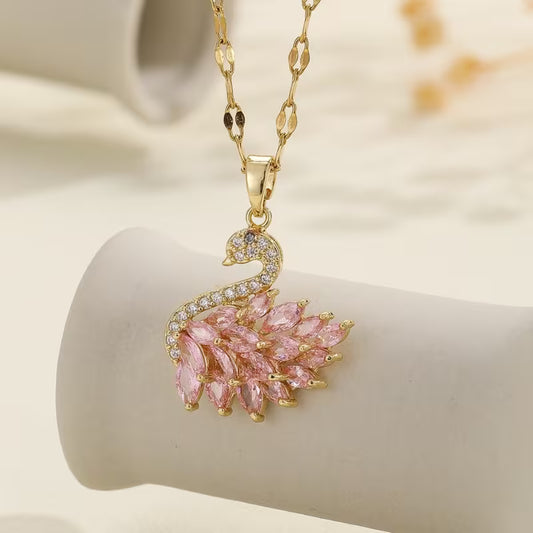 French Swan Pendant Necklace