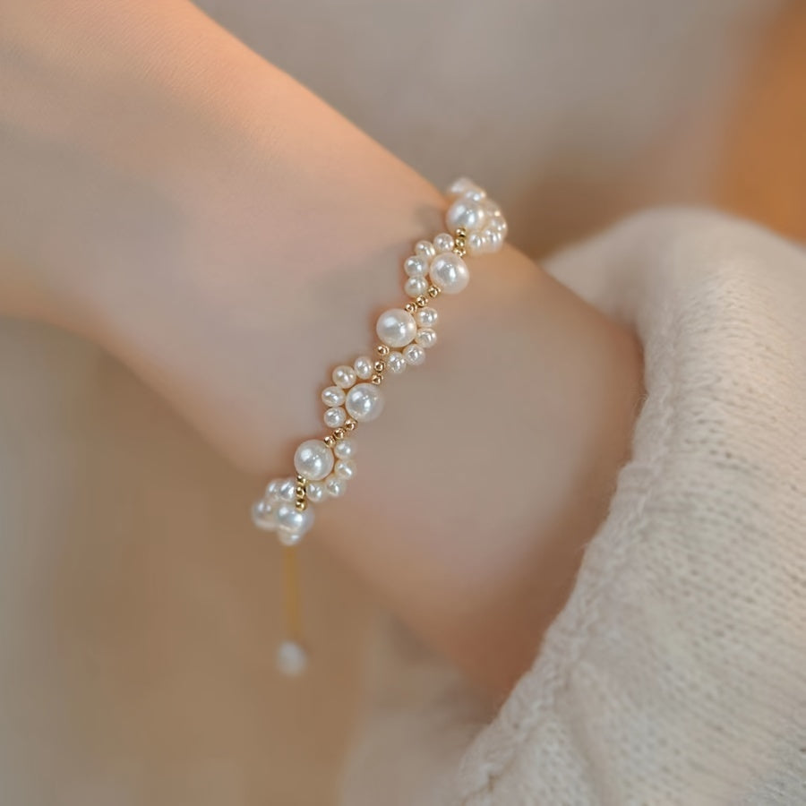 Faux Pearl Cat Paw Bracelet