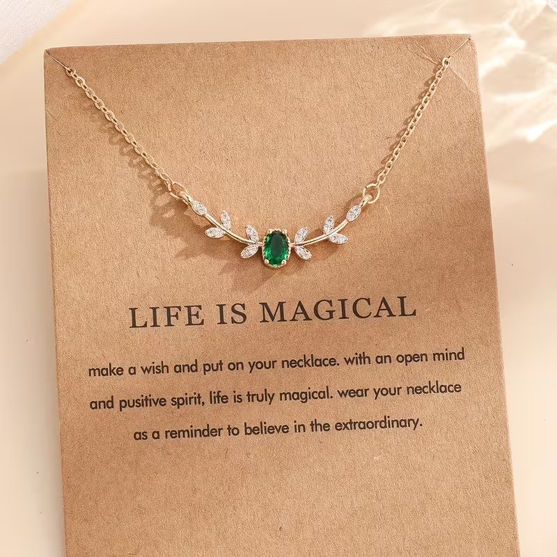 Branch Inlay Zirconia Pendant Necklace