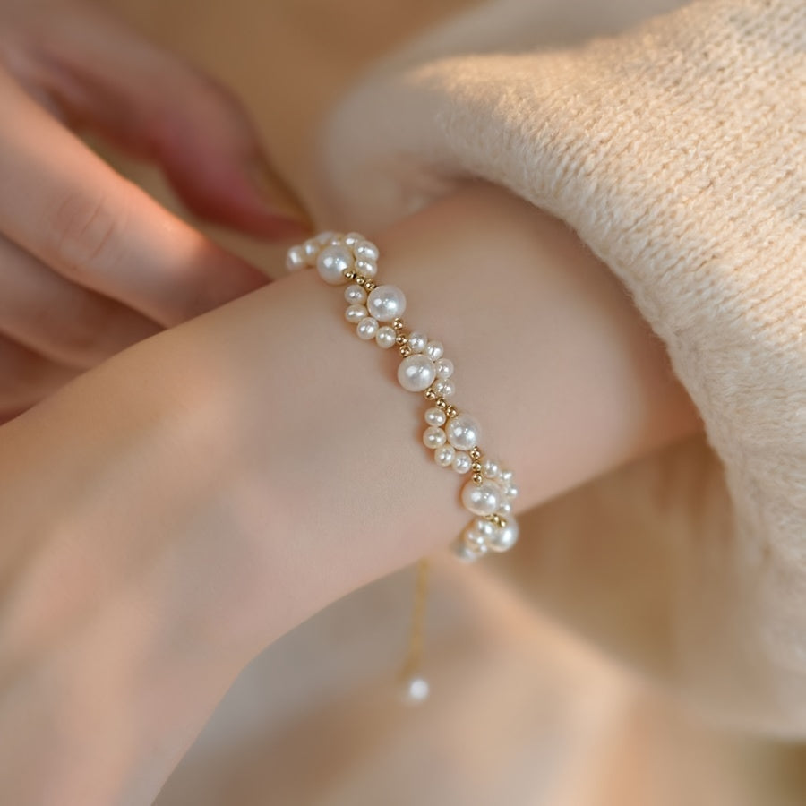 Faux Pearl Cat Paw Bracelet