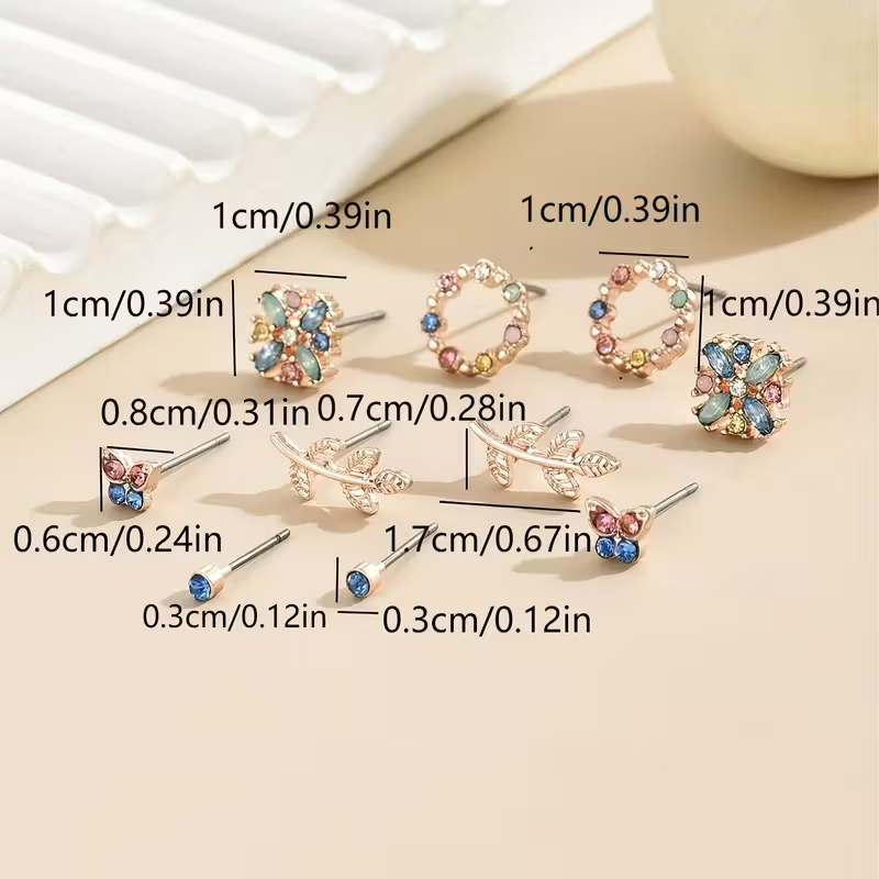 Butterfly & Rhinestone — 5 Pcs Earring Set