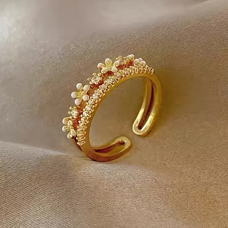 Elegant Copper & Zirconia 5 Pcs Rings