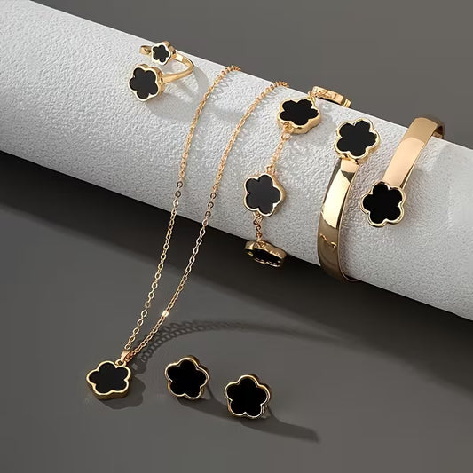 Five-Petal Flower Jewelry Set