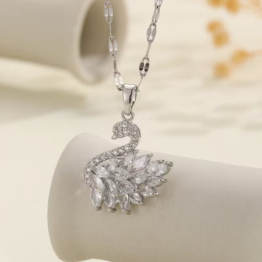 French Swan Pendant Necklace