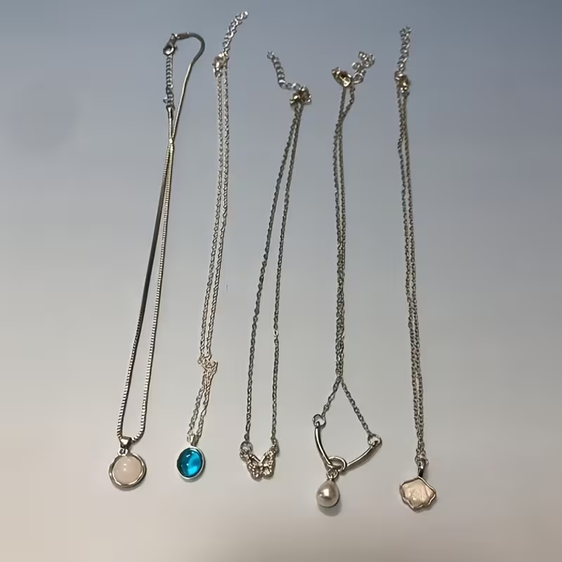 Shells & Moonstone Necklace Set —(5 pcs)