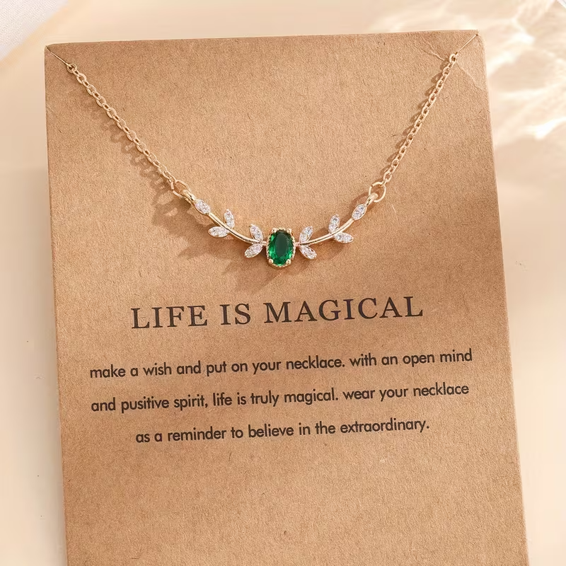 Branch Inlay Zirconia Pendant Necklace