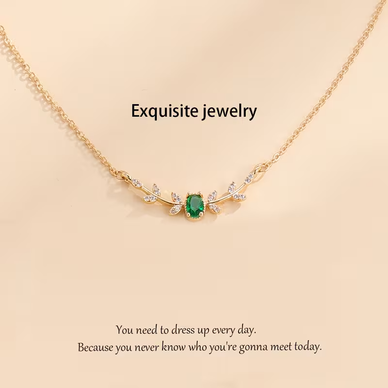 Branch Inlay Zirconia Pendant Necklace