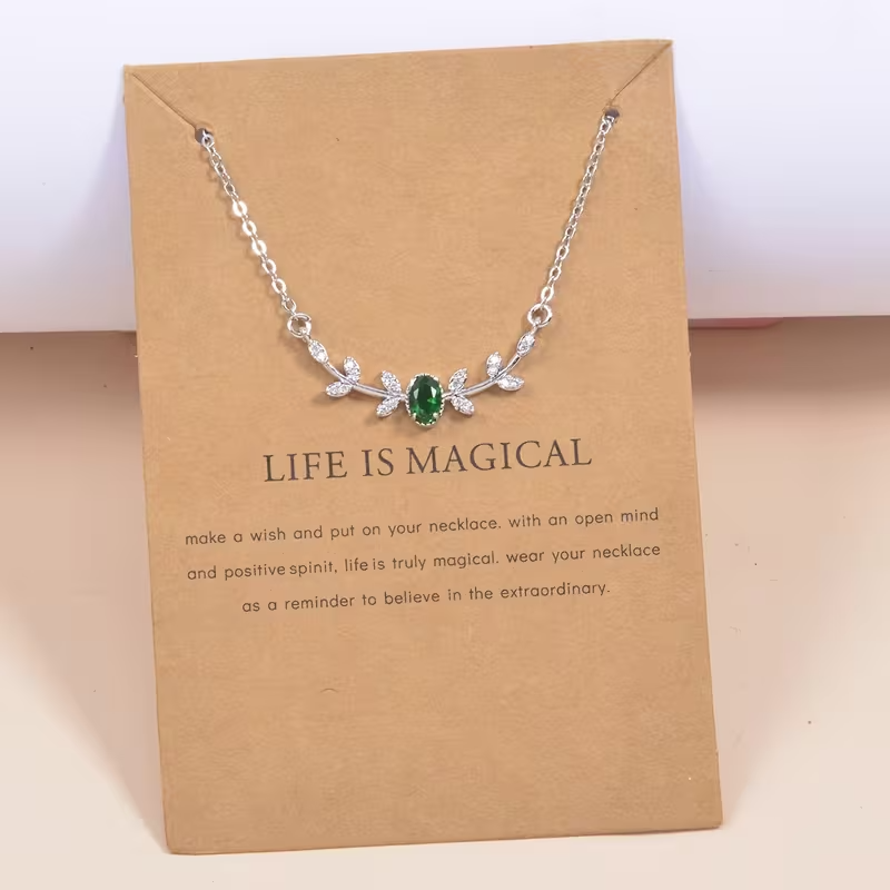 Branch Inlay Zirconia Pendant Necklace
